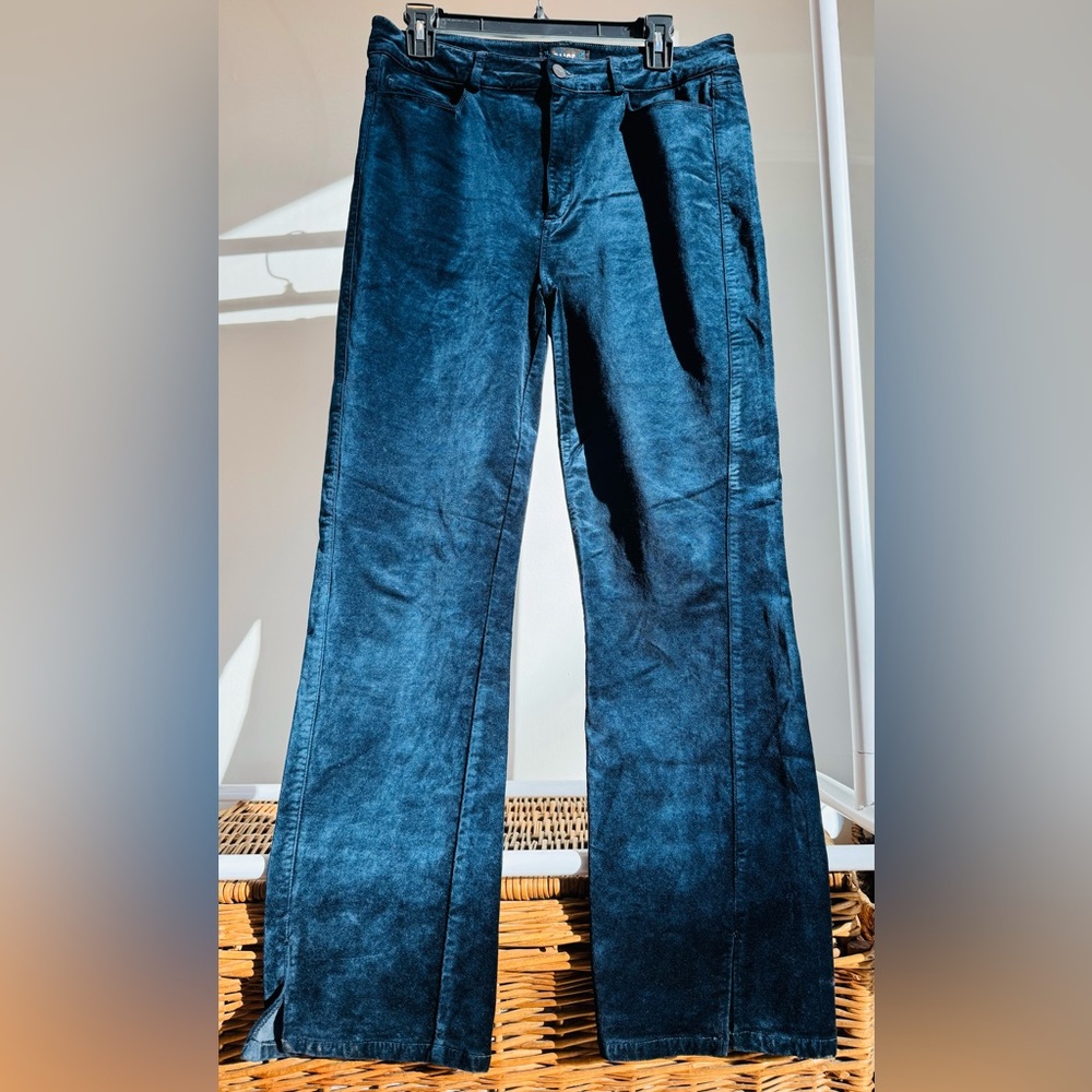 Paige - Cindy, High Waist, Straight Leg, Velvet Pants, Navy